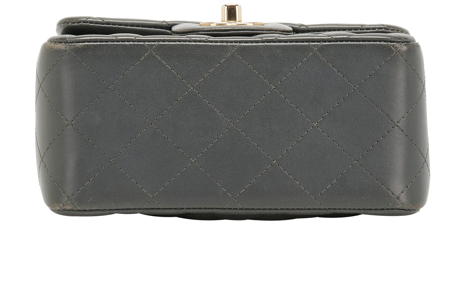 Mini Square Classic Flap Bag, &pound;3,500, Handbags, Grey, Lambskin Leather, Top view